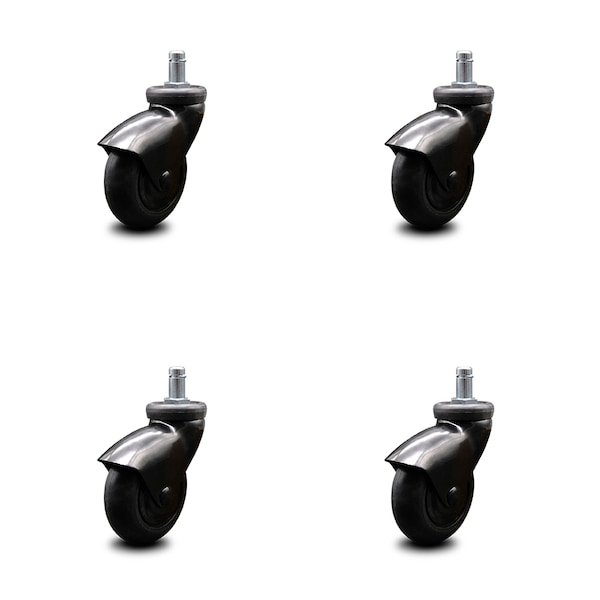 Service Caster 3 Inch Black Hooded Neoprene Rubber 7/8 Inch Grip Ring Stem Casters SCC, 4PK SCC-GR03S310-NPRB-BK-71678-4 - main